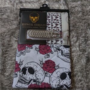 Skull and Rose Shower Curtain